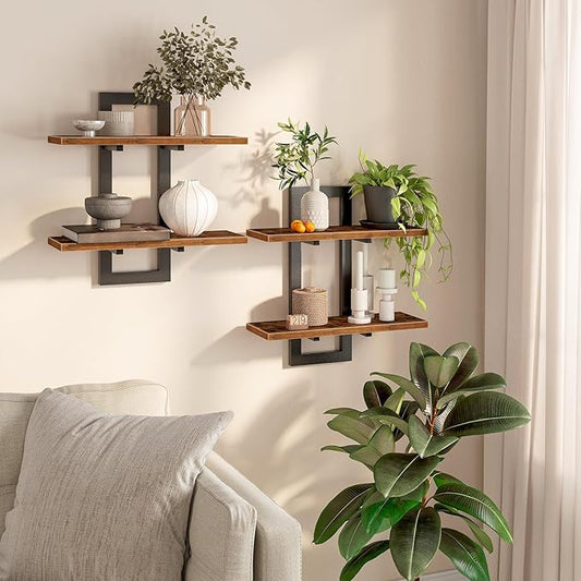 HOOBRO Floating Shelves, 15 Inch Wall Shelf Set of 2, Wall Mounted Storage by HOOBRO