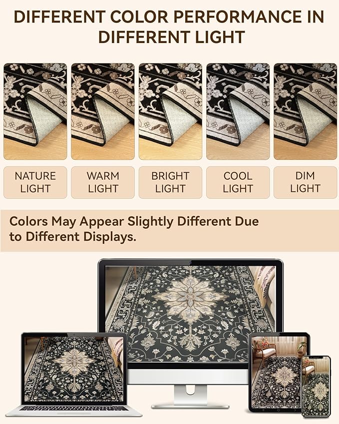 RELEANY Area Rugs 2'x6' Runner Rug Non Slip Washable - Image 8