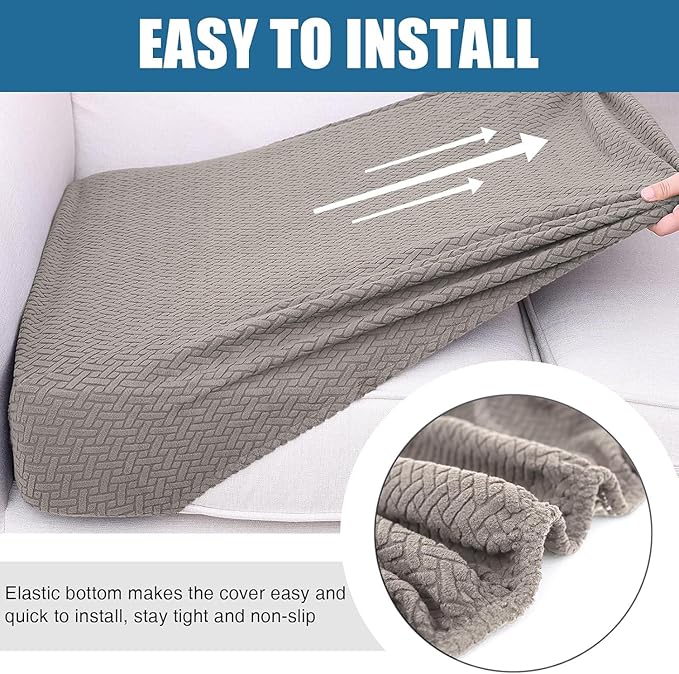 Smiry Waterproof Couch Cushion Covers, Stretch Jacquard Thick Sofa Cushion - Image 4