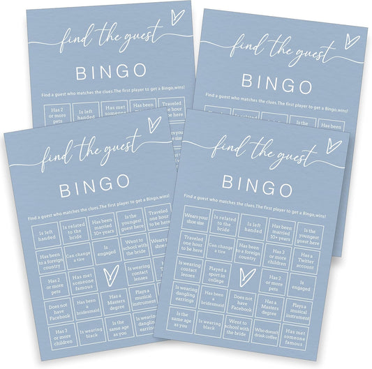 Fun Wedding Shower Bingo 25Pcs Prefilled Find The Guest Bingo Game Cards Engaging Bridal Party Entertainment for Wedding Shower, Engagement Party & Reception for Minimalist Newlywed Game - B15