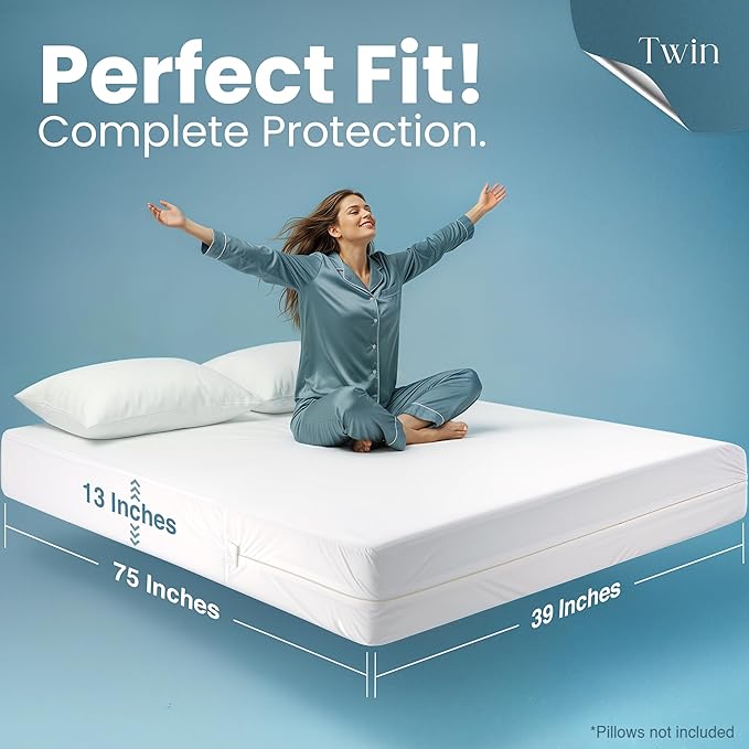 Utopia Bedding Mattress Protector Zippered Twin Size, 100% Waterproof Bed Bug - Image 2