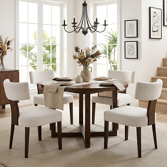 Mid Century Modern Dining Chairs, Farmhouse Velvet Upholstered Accent Chair - Image 8