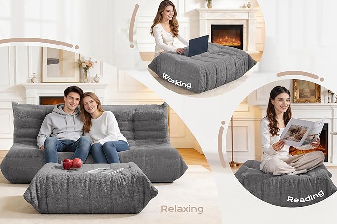Bean Bag Pouf Ottoman, Foot Stool, Foot Rest - Image 4