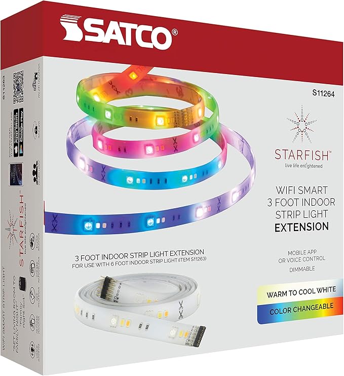 Satco S11264 Starfish 3-Foot Indoor Extension WiFi Smart LED Color-Changing - Image 9
