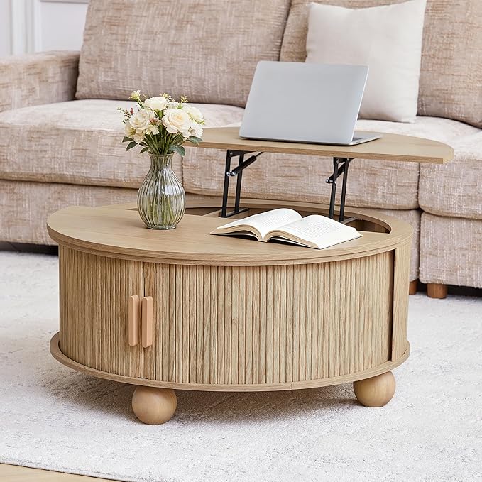 Fluted Round Lift Top Coffee Table - Image 6