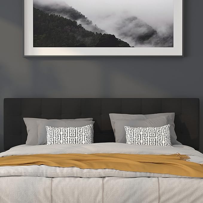 Flash Furniture Bedford Tufted Upholstered King Size Headboard in Black Fabric - Image 5