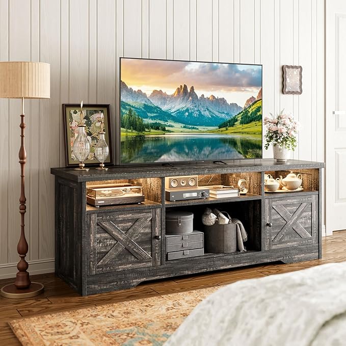 Casaottima TV Stand for 65 Inch TV, Farmhouse Entertainment Center - Image 8