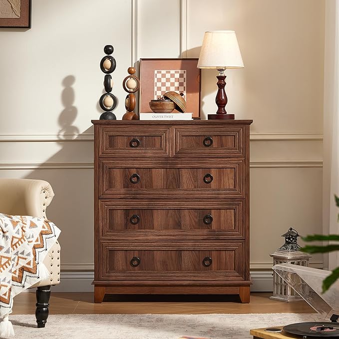 Joaxswe Farmhouse 5 Drawer Dresser - Image 5
