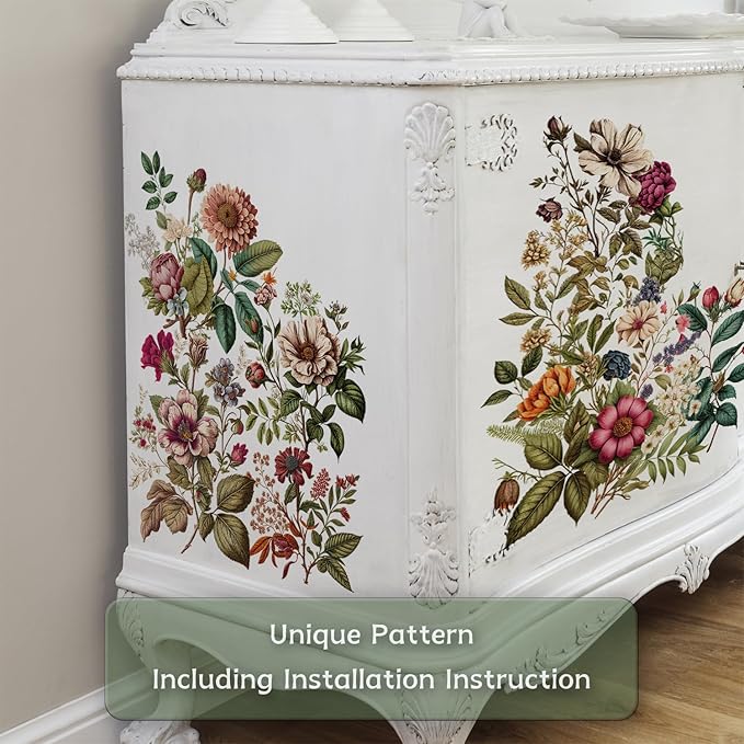 Floral Rub on Transfer for Furniture Vintage Large Flower UV DTF Transfer - Image 5