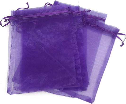 TheDisplayGuys 48-Pack 6x8 Purple Sheer Organza Gift Bags with Drawstring, Jewelry Candy Treat Wedding Party Favors Mesh Pouch