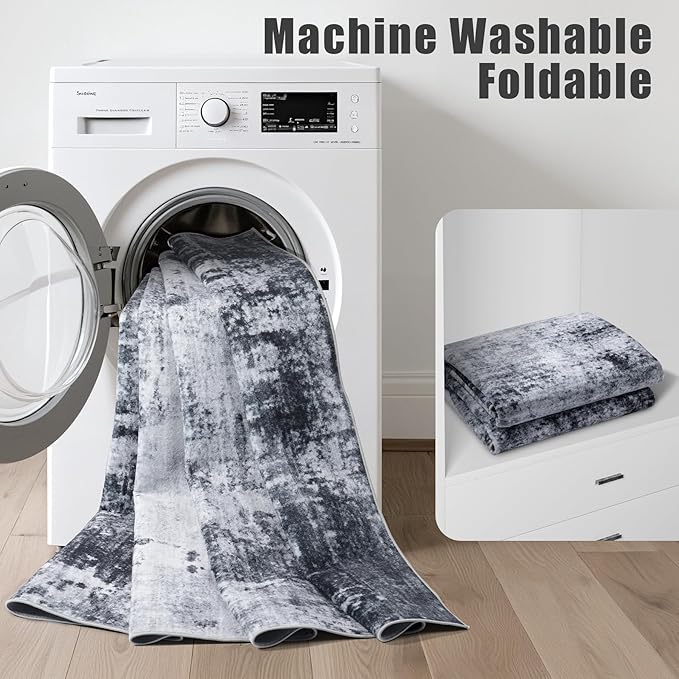 Washable Area Rug 2x3 Entryway Rug: Washable Modern Abstract Soft Thin Rug - Image 5