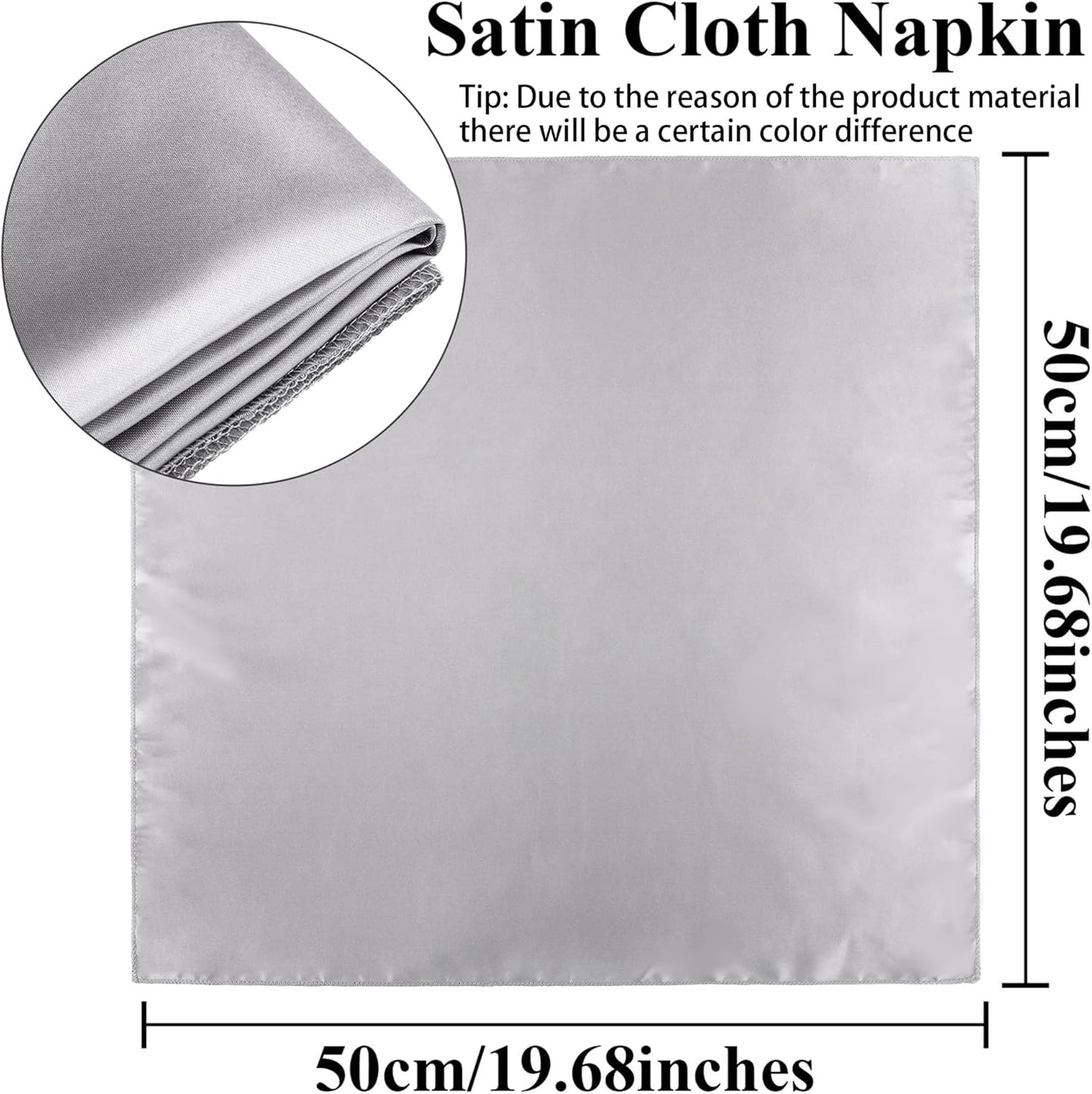 Aneco 24 Pieces Satin Napkin Square 20 x 20 Inches Dinner Napkins Weddings Party Napkin Soft Table Napkins for Romantic Weddings Party Dinner Decoration (Silver)