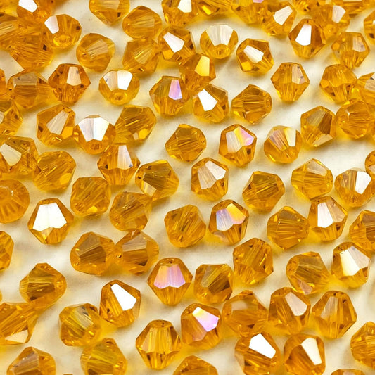 400pcs 4mm Bicone Crystal Glass Beads Loose Spacer Beads Faceted Craft Beads for Jewelry Making DIY Necklace Bracelet Earring Wind Chimes Suncatchers Ornamen(Light Orange AB)