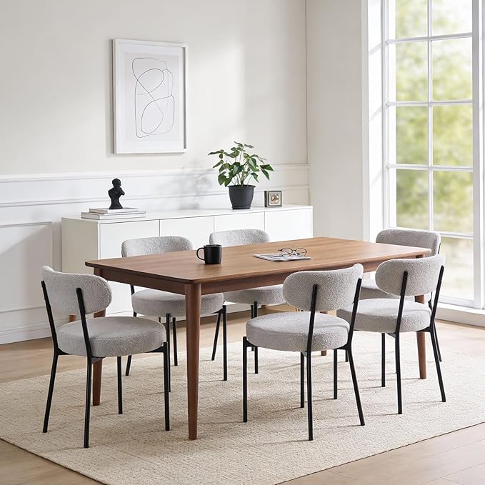 DUMOS Dining Chairs Set of 4, Mid Century Modern Chair Round Upholstered Curved - Image 8