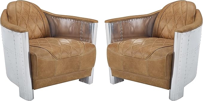 Art Leon Genuine Leather Accent Chair, Mid Century Industrial Armchair by ArtLeon