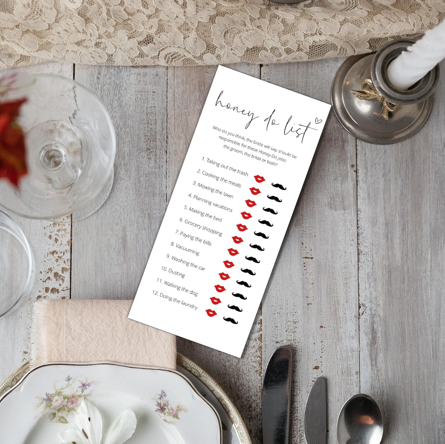Bridal Shower Games, Honey Do List, 25Pcs 4x9inch Minimalist White Double-Sided Bridal Game Cards, Wedding Shower Games for Guests, Engagement Bachelorette Party Supplies - A21