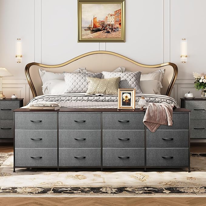 WLIVE 75.5'' Dresser for Bedroom, TV Stand for 85, 65 Inch TV, 12 Drawer Long - Image 2