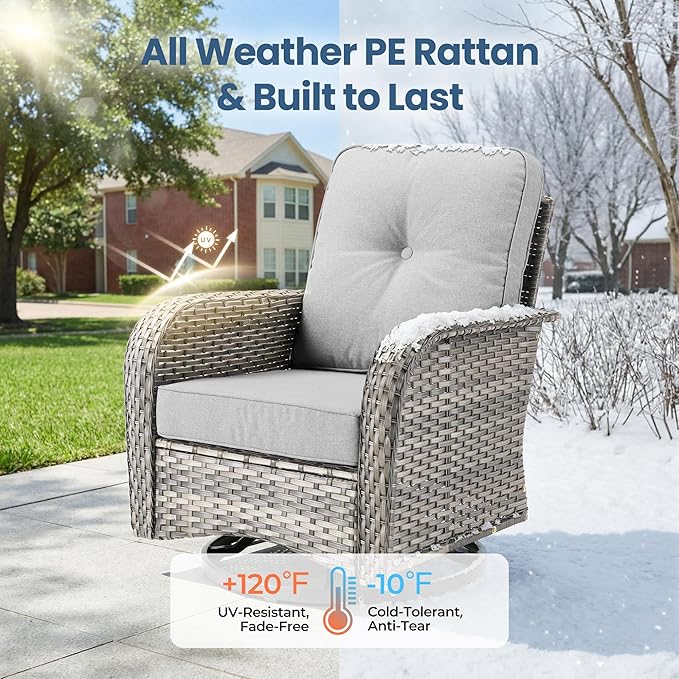 8 Pieces Outdoor Patio Furniture Sets, High Back Swivel Rocker Chairs Loveseat - Image 8