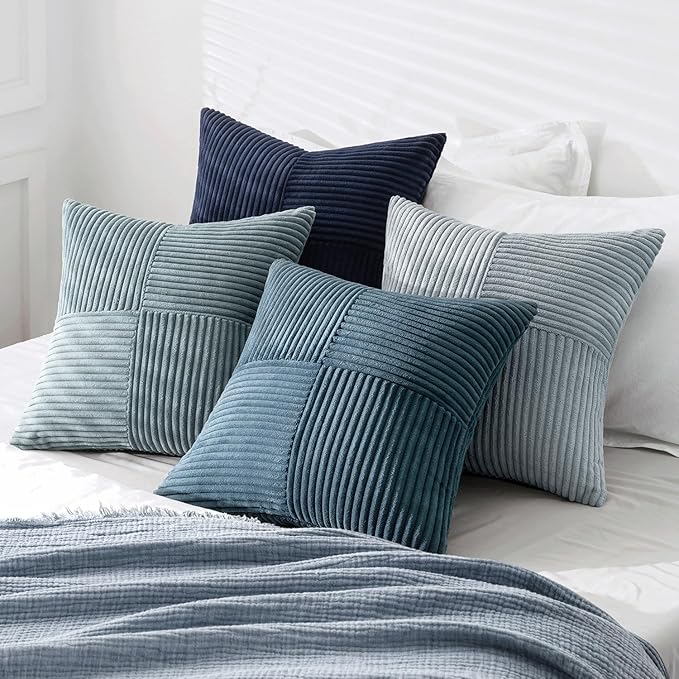 MIULEE Dusty Blue Navy Farmhouse Throw Pillow Covers 16x16 Inch Set of 4 Boho - Image 4