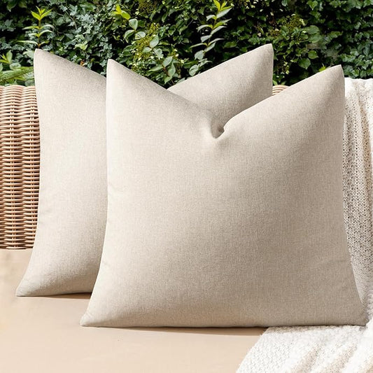 MIULEE Pack of 2 Decorative Outdoor Solid Waterproof Throw Pillow Covers Euro by MIULEE