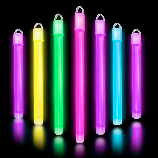 Glow Fever Glow in The Dark Sticks - 50 ct 6" Glow Sticks Bulk Party Pack with End Caps & Lanyards - Glow Party Favors for Concert, Festival, & Wedding Neon Light Sticks by Party Dragon, Multi