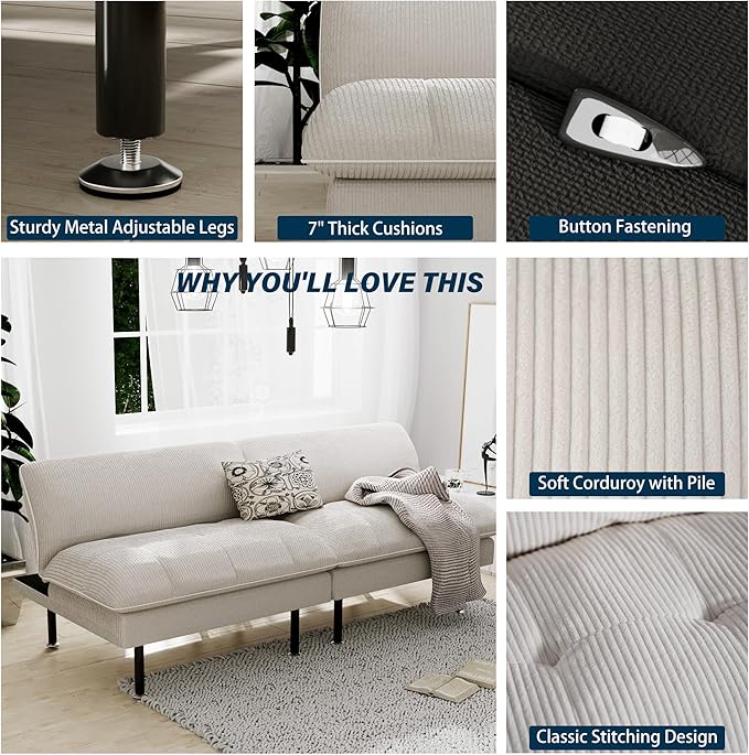 Ribilake 70" Futon Sofa Bed, 4 in 1 Multi-Function Couch Sleeper - Image 7