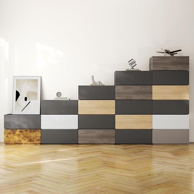 Modern Nightstand Stackable Storage Drawers, Modular Bedroom Furniture Set - Image 5