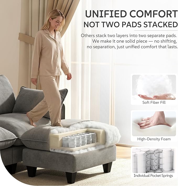 Ihanherry 107" Oversized V-Shaped Modular Sectional Sofa, Cloud Couch - Image 3