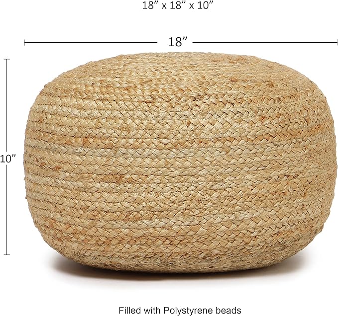 · REDEARTH · Jute Circular Low Pouf Ottoman - Image 3