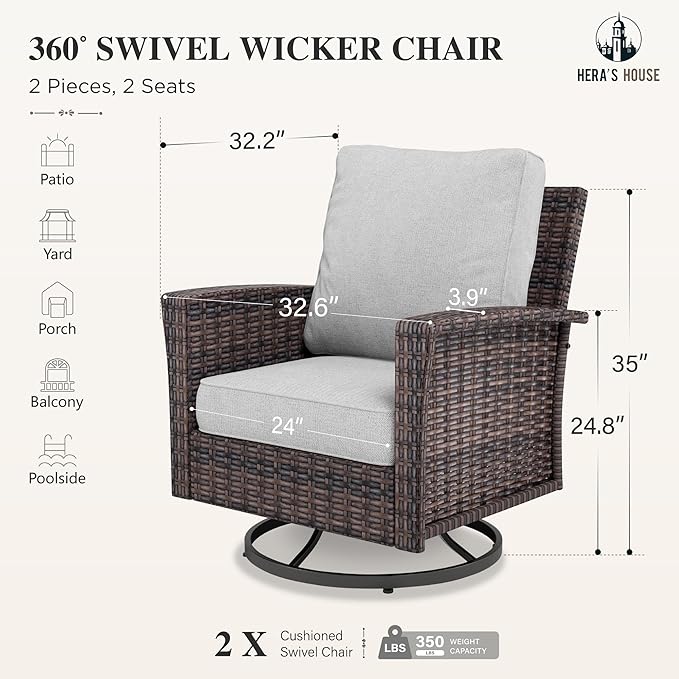 HERA'S HOUSE High Back Outdoor Swivel Chairs - Image 6