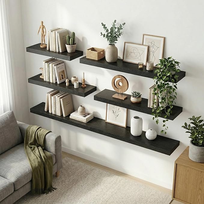 12 inch Deep Floating Shelves for Wall, 55 inch Wide Engineered Wood Wall - Image 3