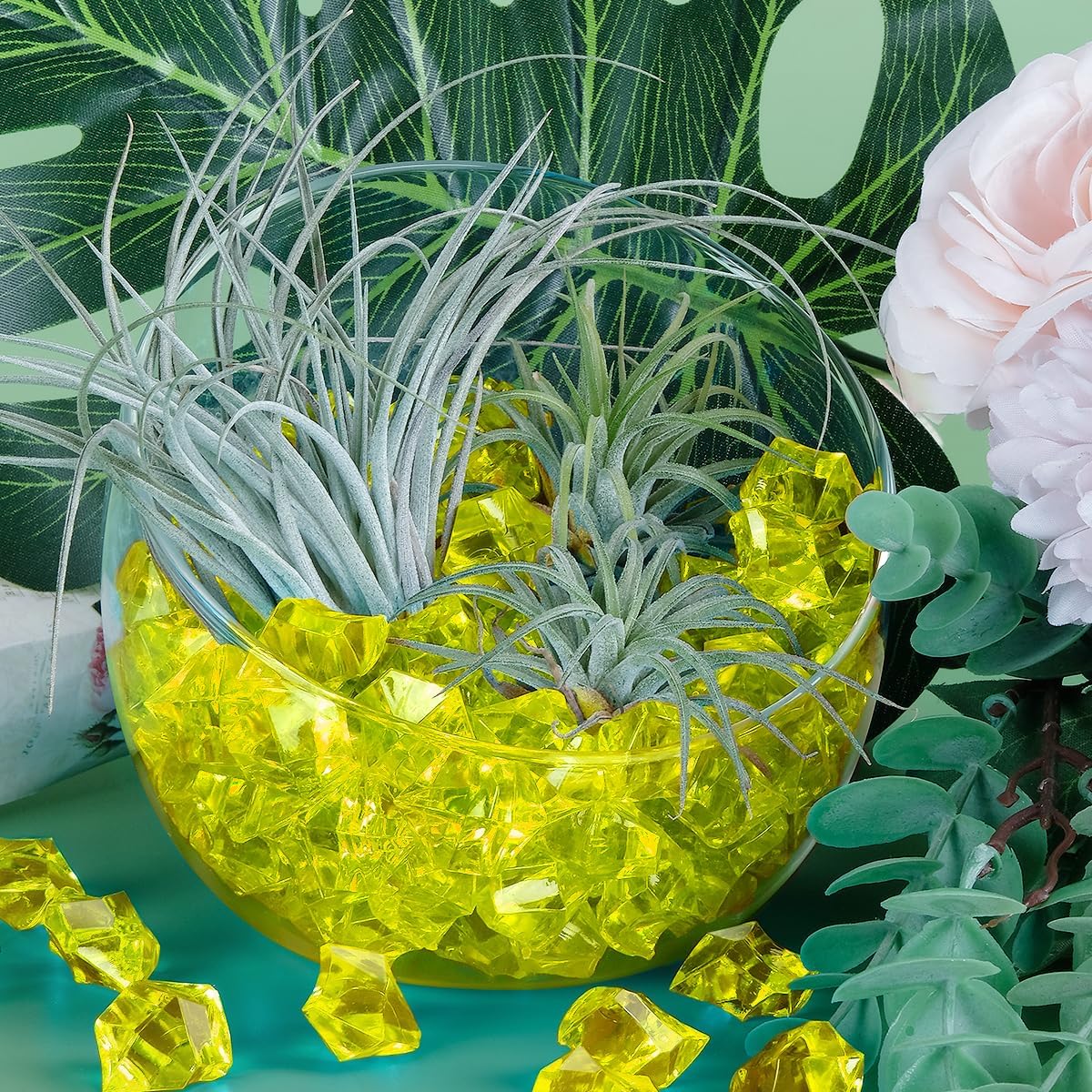 Babenest Acrylic Crushed Ice Rocks, 150 PCS Fake Crystals Plastic Ice Cubes Diamonds Gems for Vase Fillers, Home Decoration, Table Scatter, Event, Wedding, Arts & Crafts (Yellow)