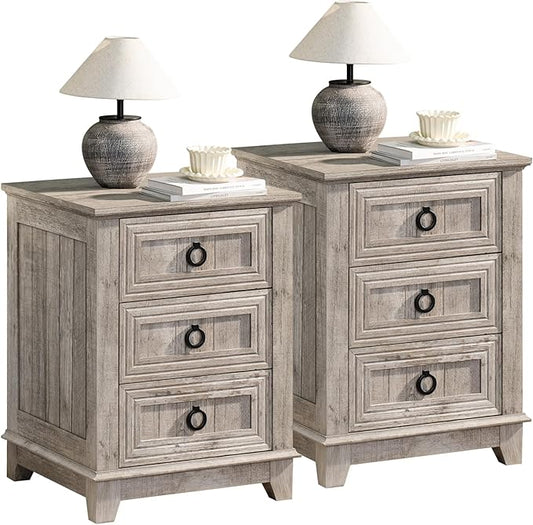 Joaxswe Farmhouse Night Stand Set of 2, Dresser by Joaxswe