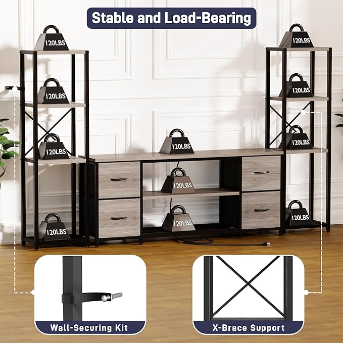 Yenlure LED TV Stand Bookshelf Combo - Image 6