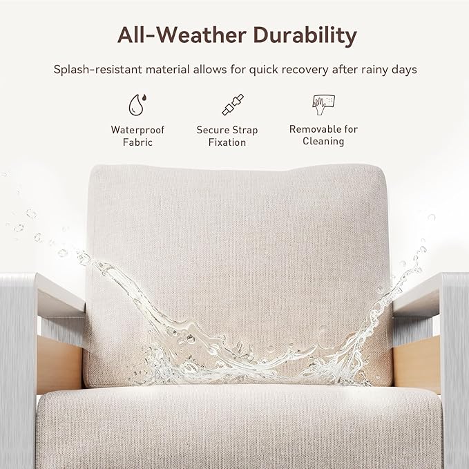 Aoxun Aluminum Patio Furniture Set, 4 Seats Luxury Metal Patio Conversation Sets - Image 6