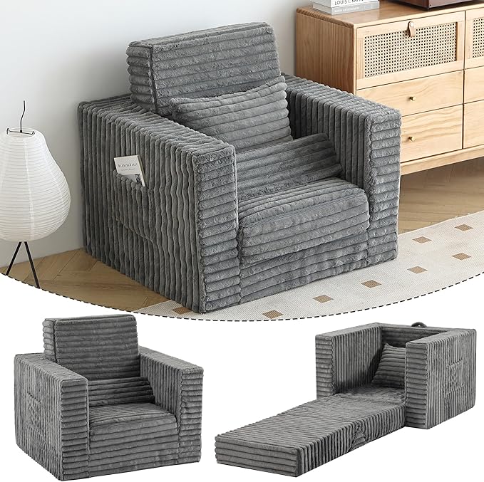 Welnow Folding Sofa Bed with Pillow, Convertible 2-in-1 Sleeper Chair by LifeGetsBetterWithWelnow