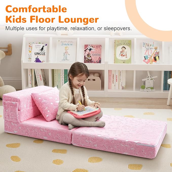 MeMoreCool Glow Pink Unicorn Tri-fold Sofa Bed - Image 3