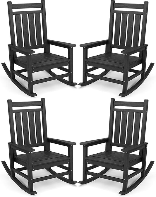SERWALL Oversized Outdoor Rocking Chair Set of 4, HDPE Rocker by SERWALL