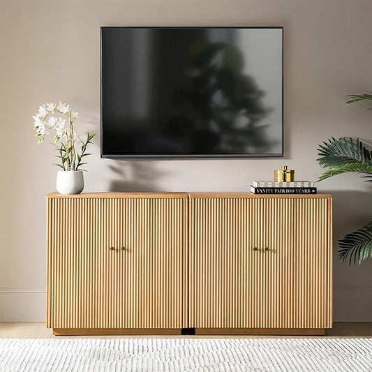 HULALA HOME Solid Wood Sideboard Buffet Cabinet Set of 2 by HULALAHOME