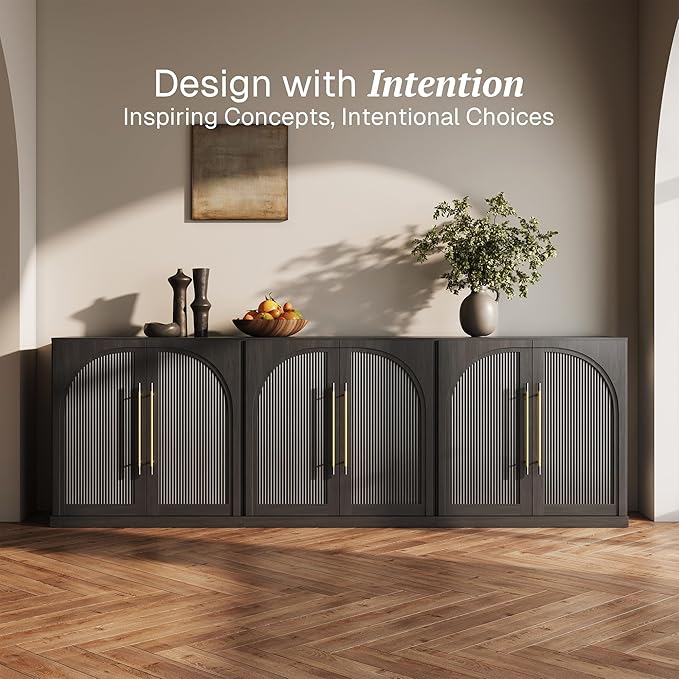 BELLEZE 3 Tier Bookshelf with Double-Arc Door - Image 3