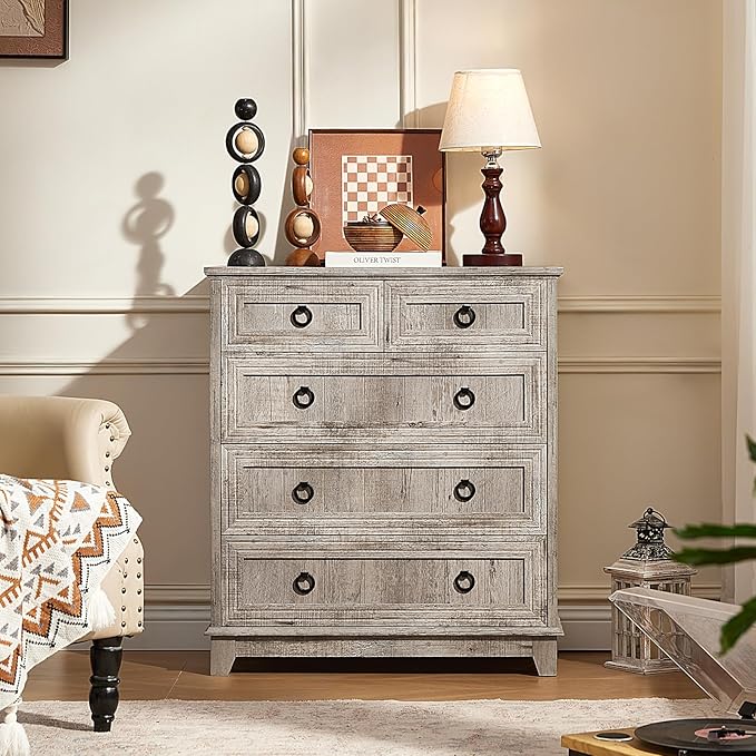 Joaxswe Farmhouse 5 Drawer Dresser - Image 11