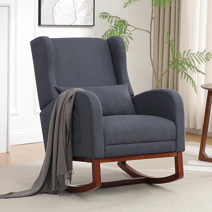 HCHAIRH Nursery Rocking Chair, Wingback Rocking Chair Nursery - Image 7