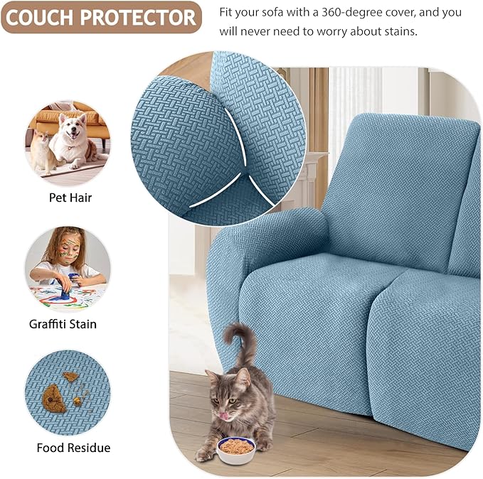 ALIECOM 100% Waterproof Recliner Sectional Couch Covers L Shape Stretch Corner - Image 6