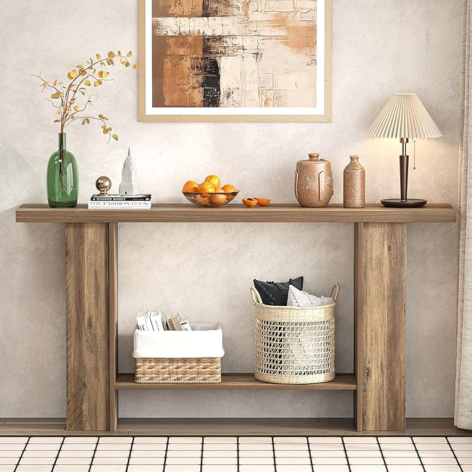 FOLUBAN 53 Inch Long Entryway Table, 2-Tier Wood Console Table - Image 4