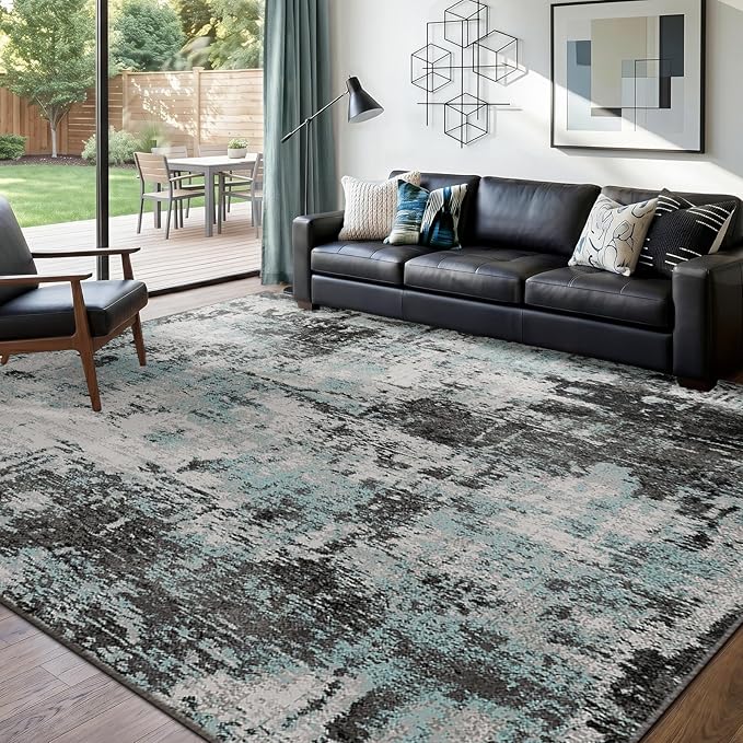 RELEANY Washable Area Rugs 9'x12' Non-Slip Modern Abstract Soft - Image 9