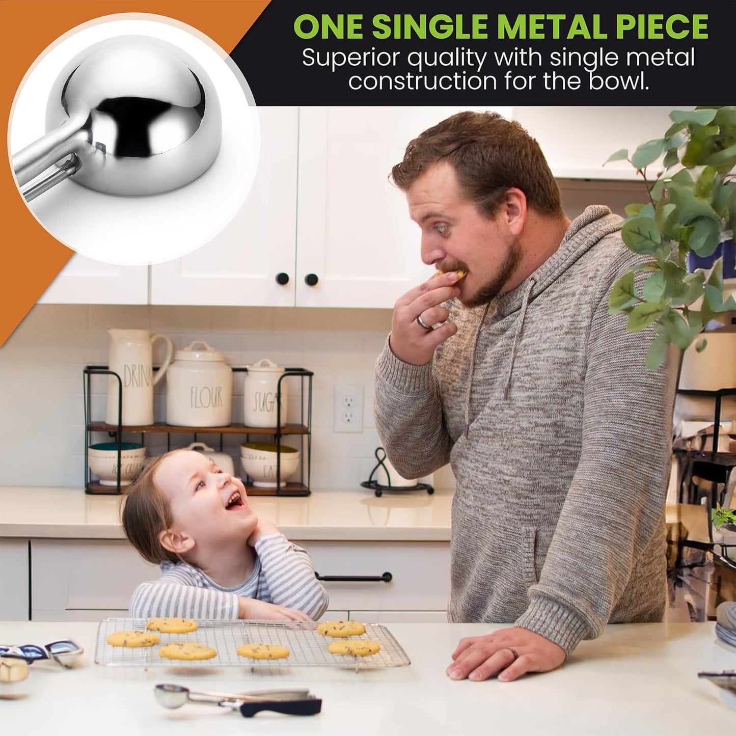 Spring Chef Large #20 Stainless Steel Cookie Scoop for Baking, Multifunctional Cookie Dough Scoop with Trigger Release - Dishwasher Safe Melon Baller - 2.93 Tablespoon Food Scooper for Kitchen - Black