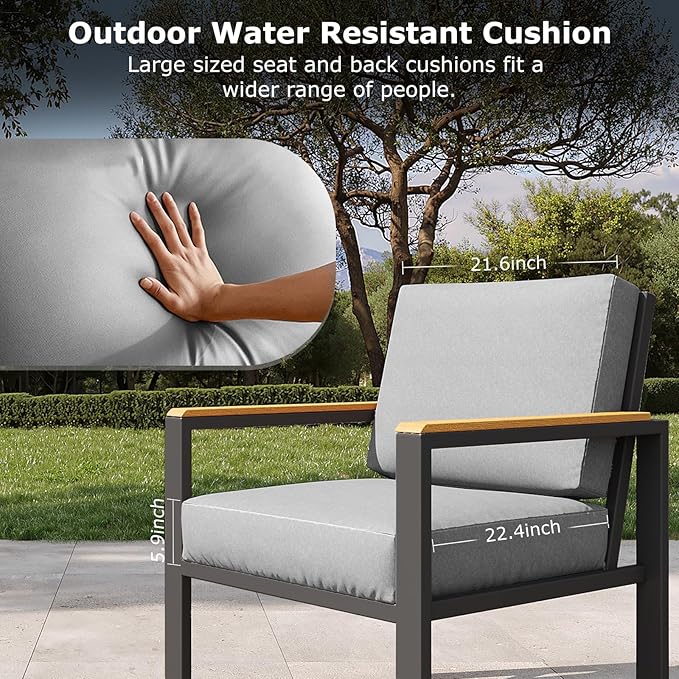 4-Piece Outdoor Patio Furniture Set, Metal Conversation Sofa Set - Image 4