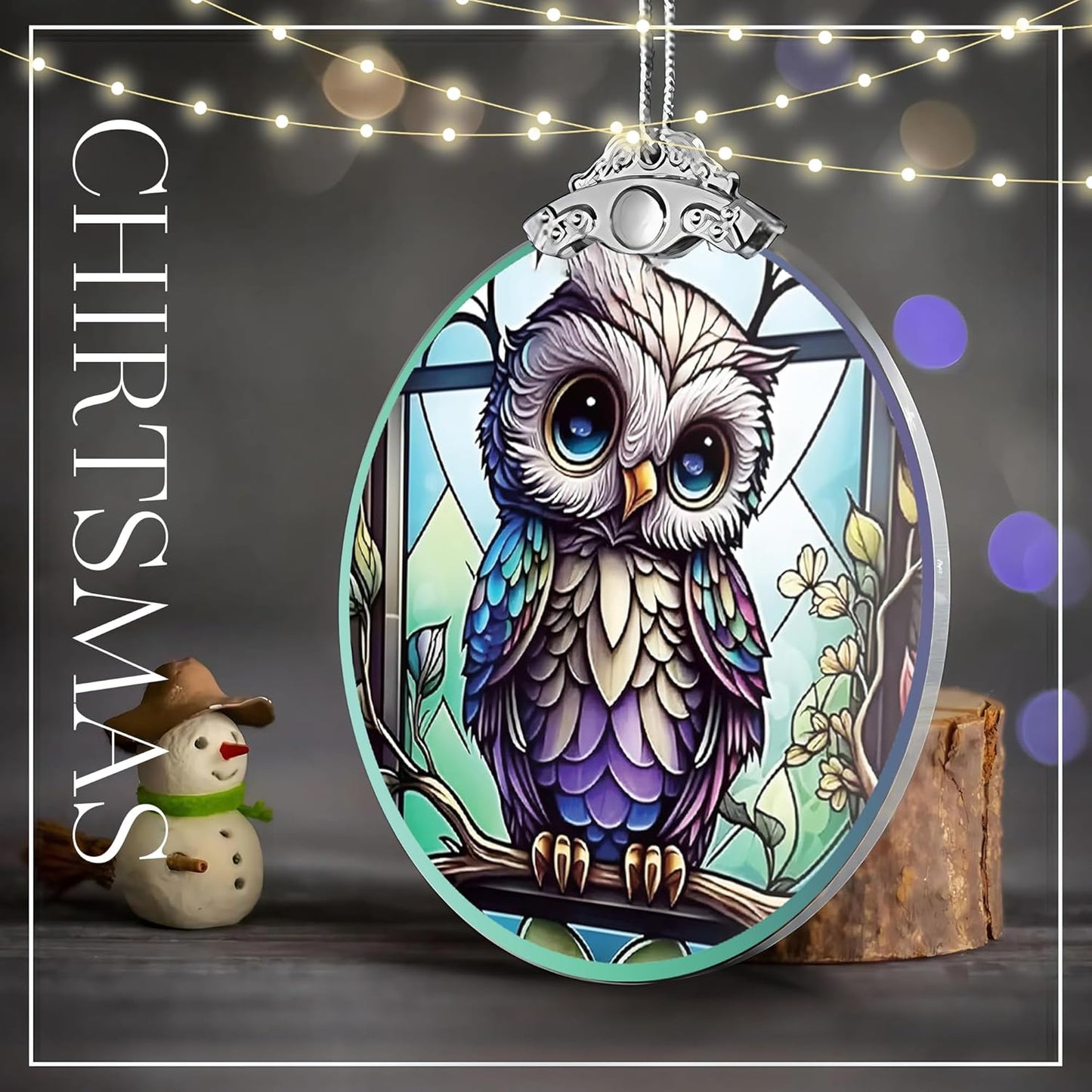 Stained Glass Effections, Christmas Tree 4 Inch Acrylic Ornament Art, White Elephant Gifts Car Interiors Decors, Christmas Decor, Decorations for Festival 2025 Christmas Ornament