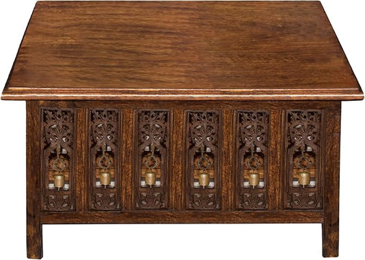 COTTON CRAFT Solid Wood Coffee Table – Ghanti Bells Hand Carved Center Table by COTTONCRAFT