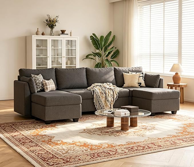Huatean Home 114.17" Modular Sectional Sofa, 6 Seat Modular Couch - Image 3